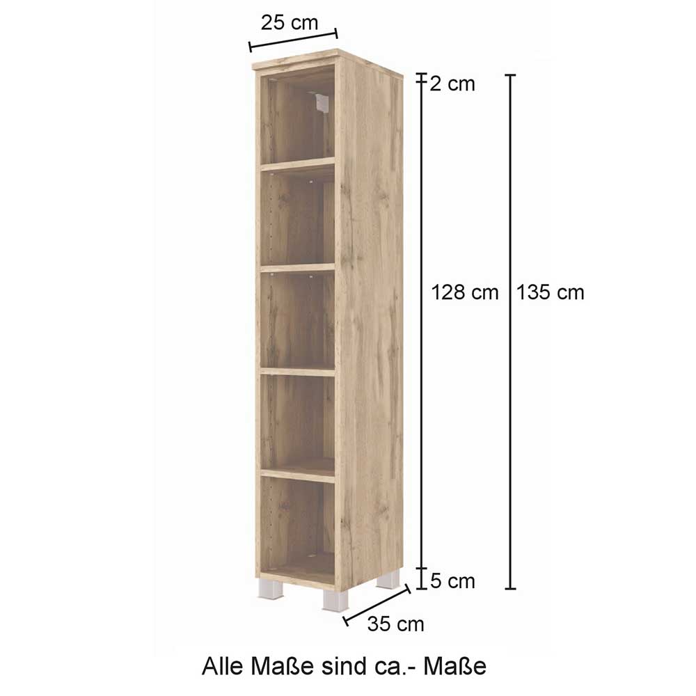 25x135x35 Badezimmer Regal - stehend oder hängend - Arazony