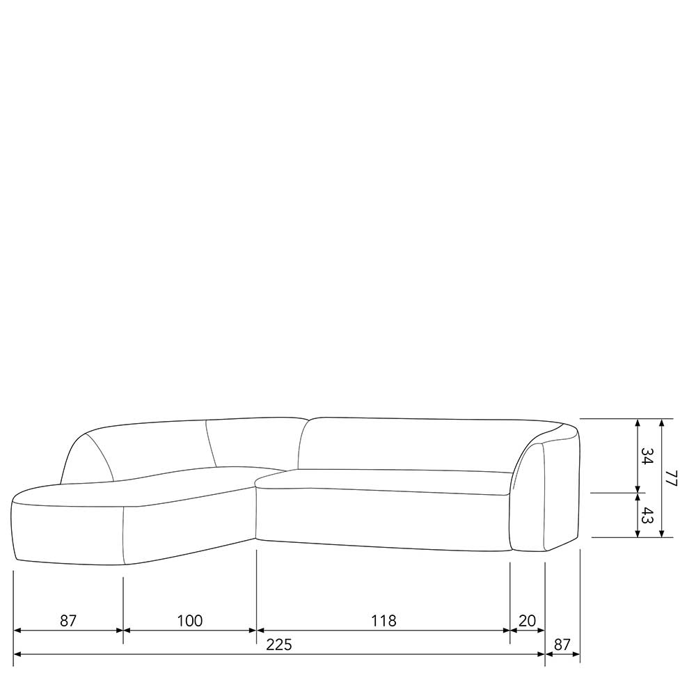 Chenille Sofaecke in Beige - Jaturna