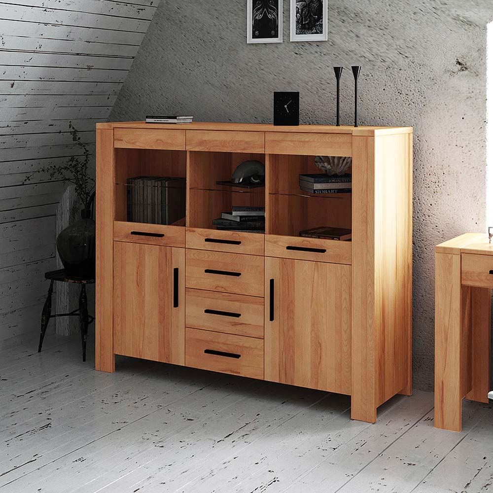 Wohnzimmer Highboard Mosniak aus Kernbuche Massivholz