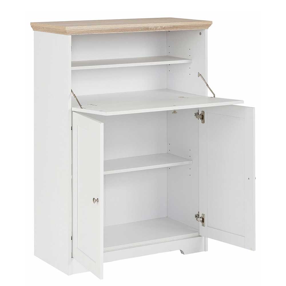 81x116x39 Schreibschrank Sekretär in Weiß - Akedra