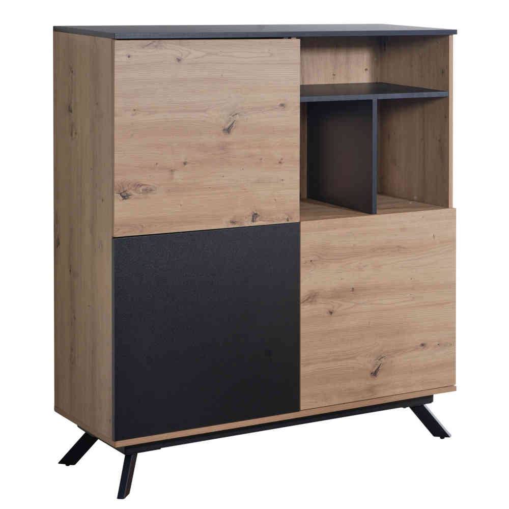 110x125x40 3-türiges Highboard mit 3 Fächern - Heraklion