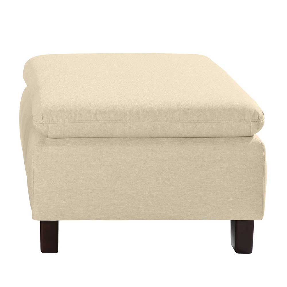 Stoffhocker in Beige mit Nussbaum Braun - Nando