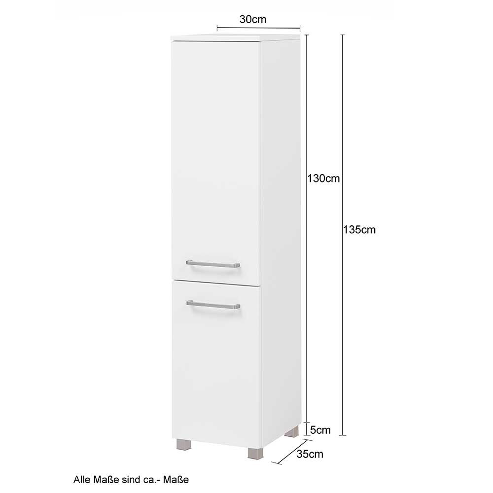 30x135x35 Bad Hochschrank für Stand- & Wandmontage - Anjunica