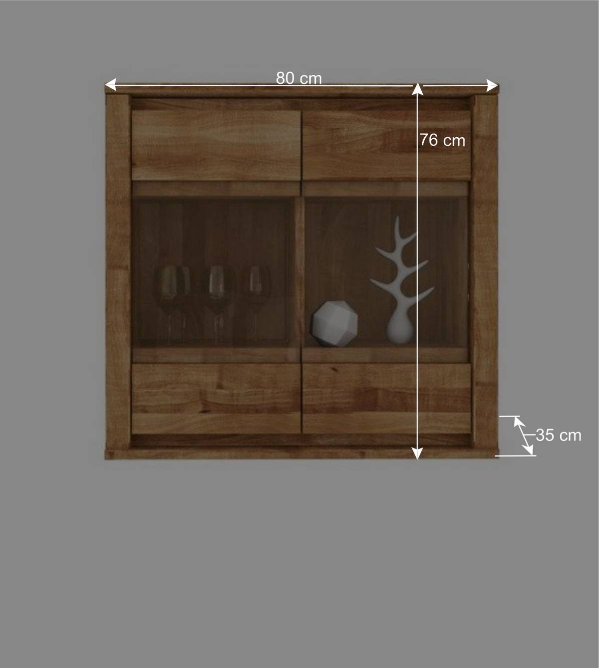 Hängende Vitrine Nadalia aus Wildeiche Massivholz