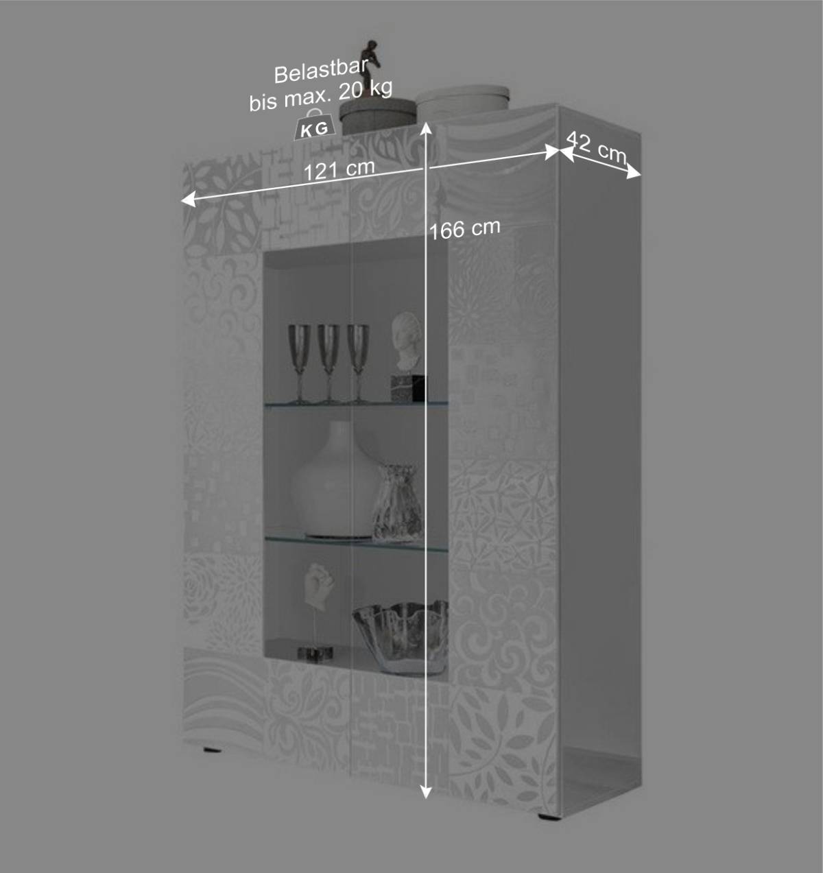 Doppeltür Designvitrine in Weiß - Vascaub