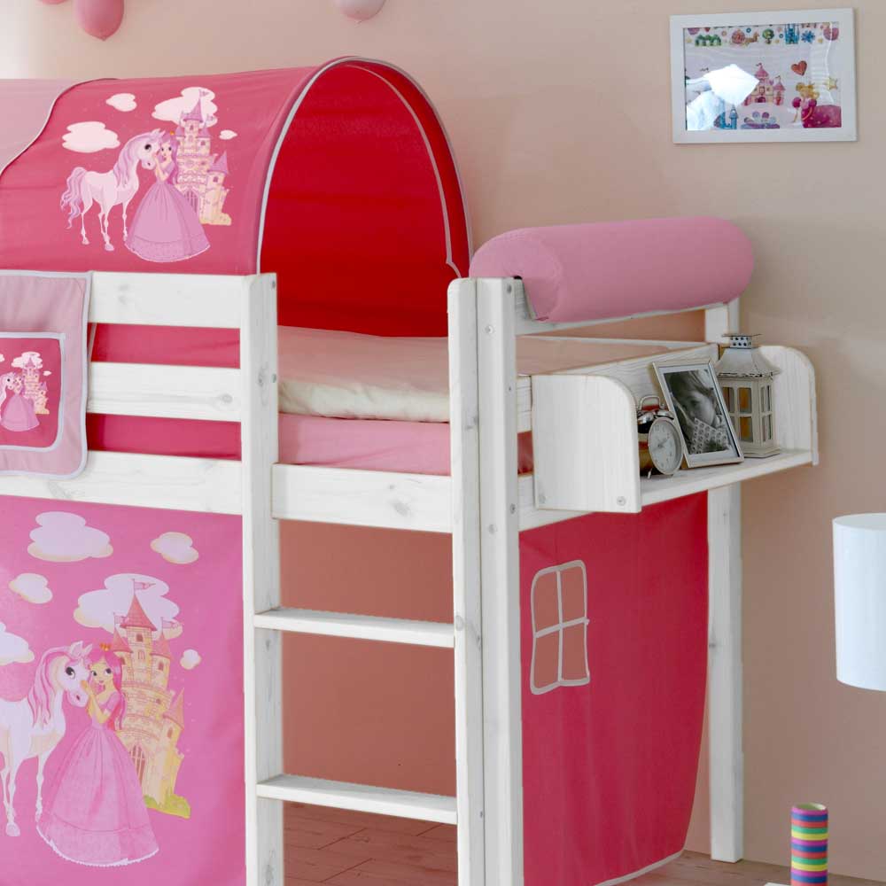 Prinzessin Hochbett Tornado mit Vorhang und Tunnel in Rosa Pink