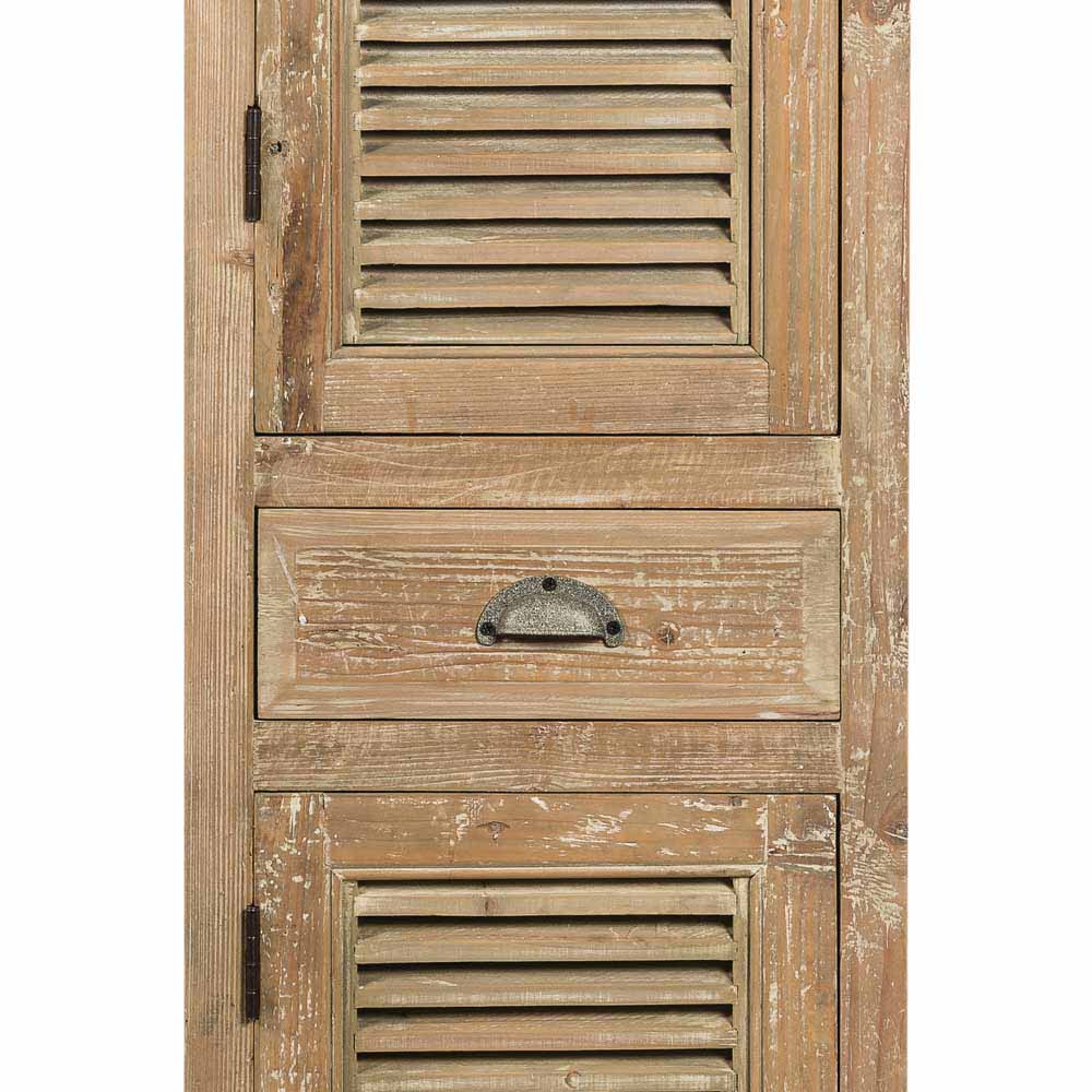 Teilmassiver Badschrank in Kiefer Antik Harrosands mit Lamellen Front