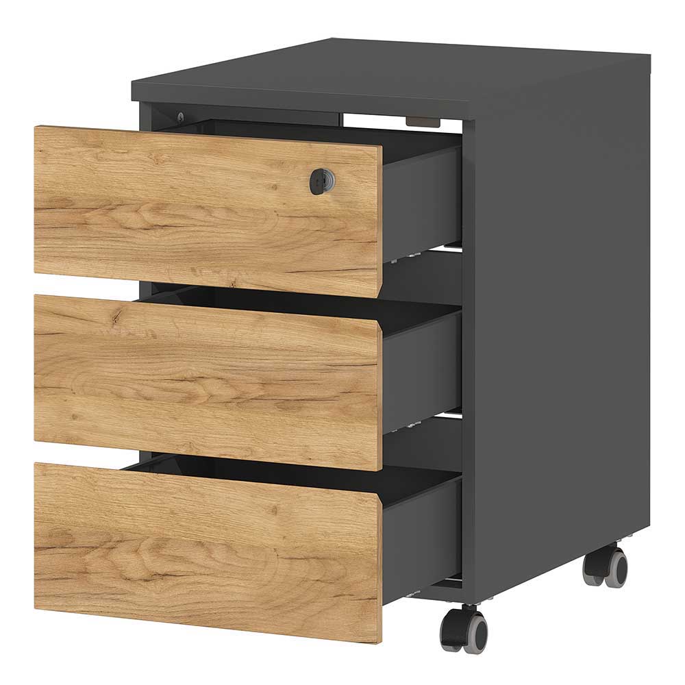 Schreibtisch & Rollcontainer 158x79 cm - Contrage (zweiteilig)