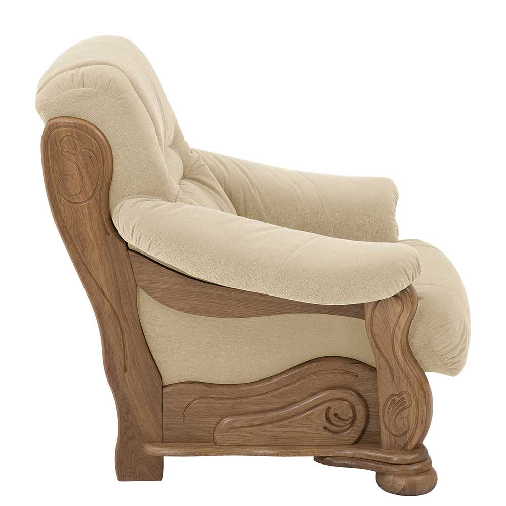 Polstersessel in Beige Flockstoff Bezug - Sarnano