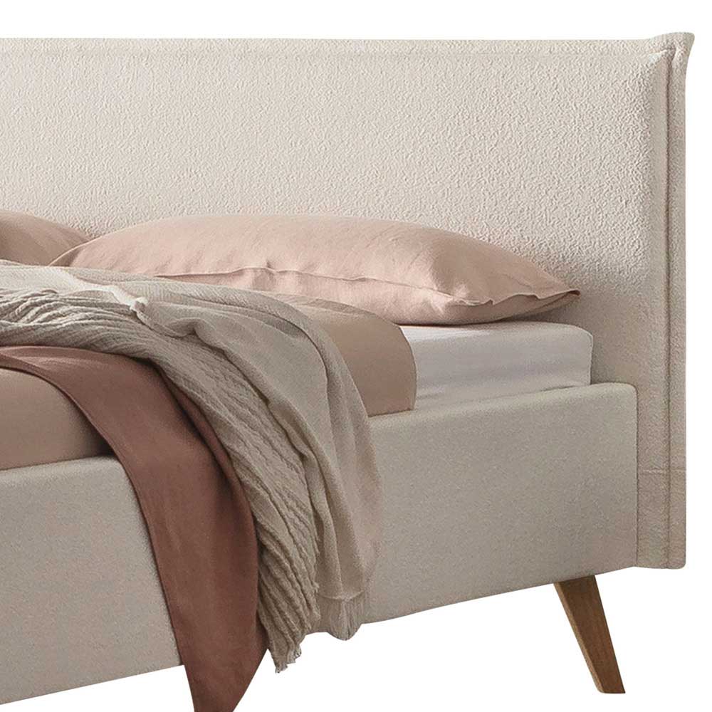 140x200 Bett mit Boucle Bezug in Creme - Leya