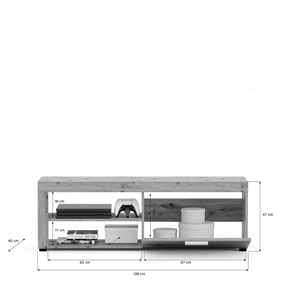 TV Unterschrank mit Klappe und Fächern - Phil
