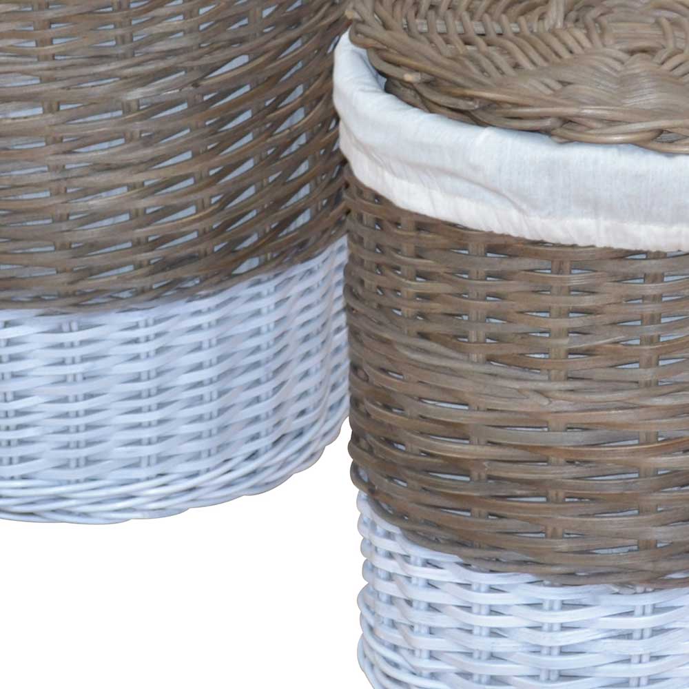 Rattan Wäschekörbe Praseida in Grau (2er Set)