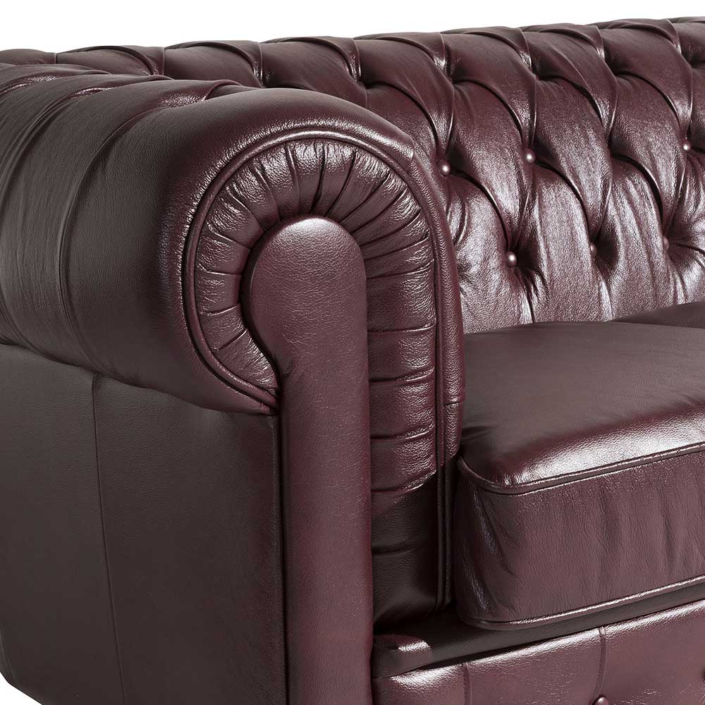 Chesterfield Ledercouch in Rotbraun - Geoloro