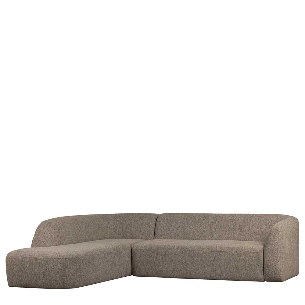 Ecksofa in Hellbraun Chenille Bezug - Acira