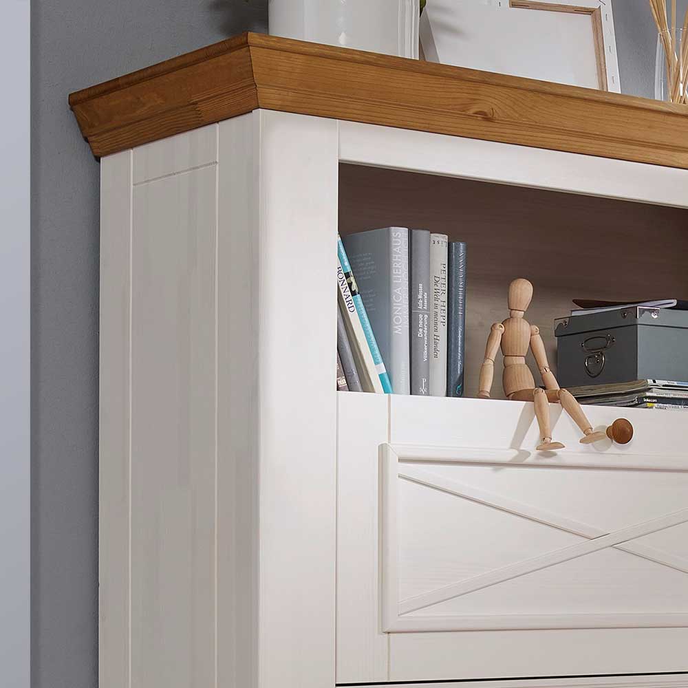 Kiefernholz Highboard Elvelina mit Schreibklappe