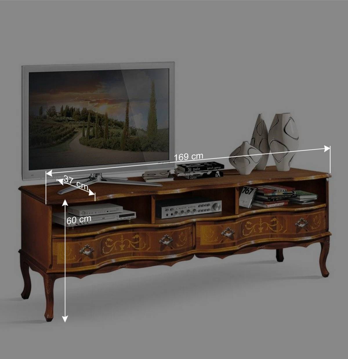 169x60x37 TV Phonotisch mit Barock Design - Motiz