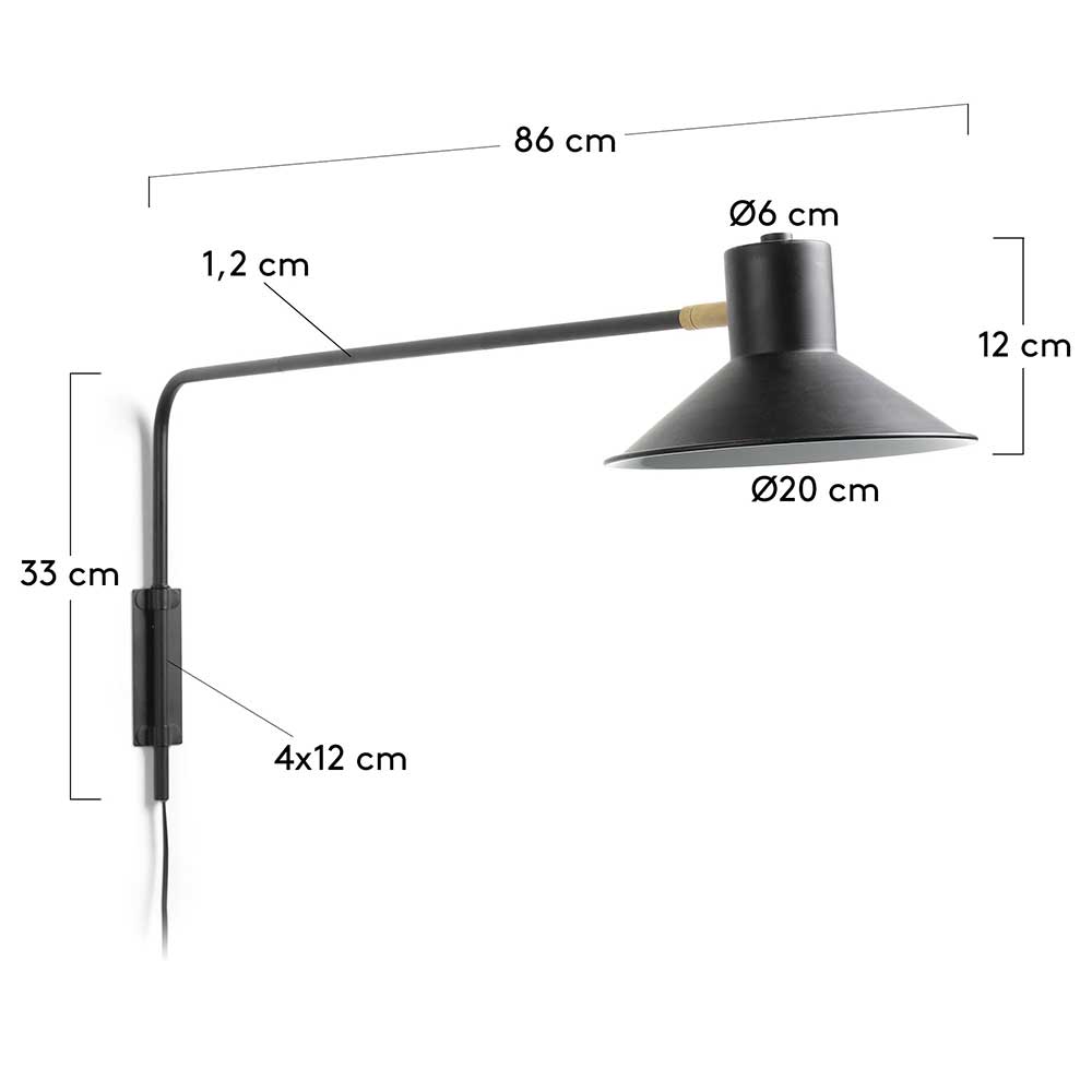 Stahl Wandleuchte 20x33x86 cm - Tabea