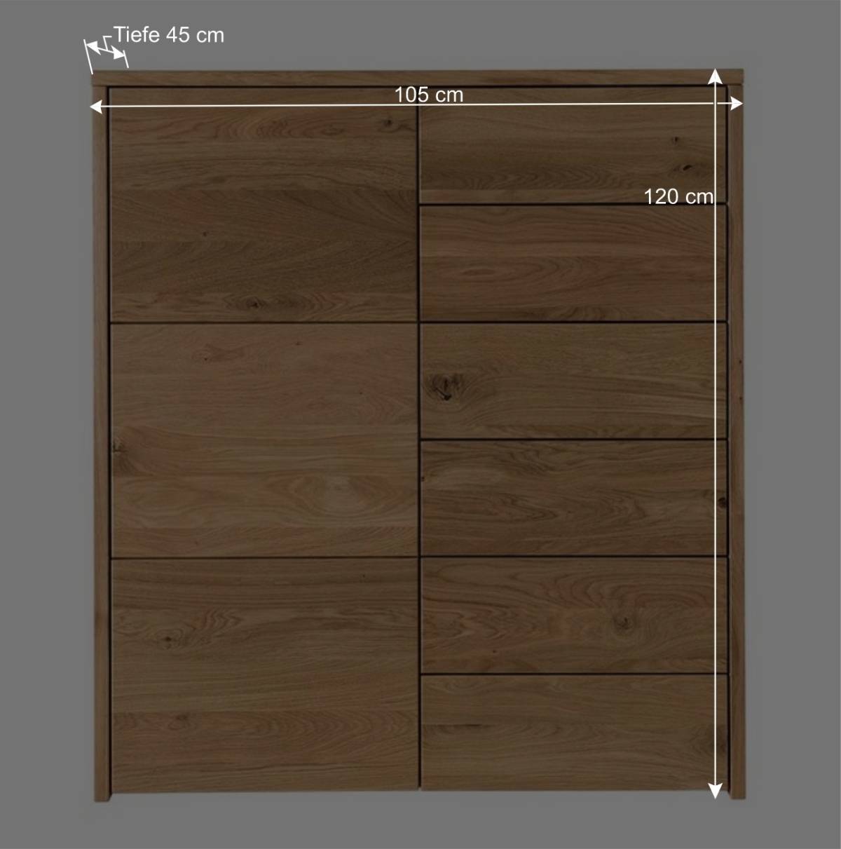 105x120x45 Kommode mit sechs Schubladen & Tür - Vactivus