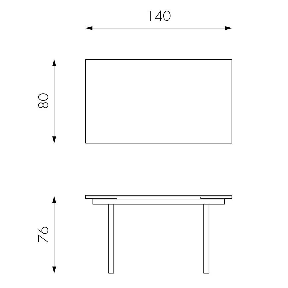 Toller Glastisch für Esszimmer Albertin mit weißem Metall