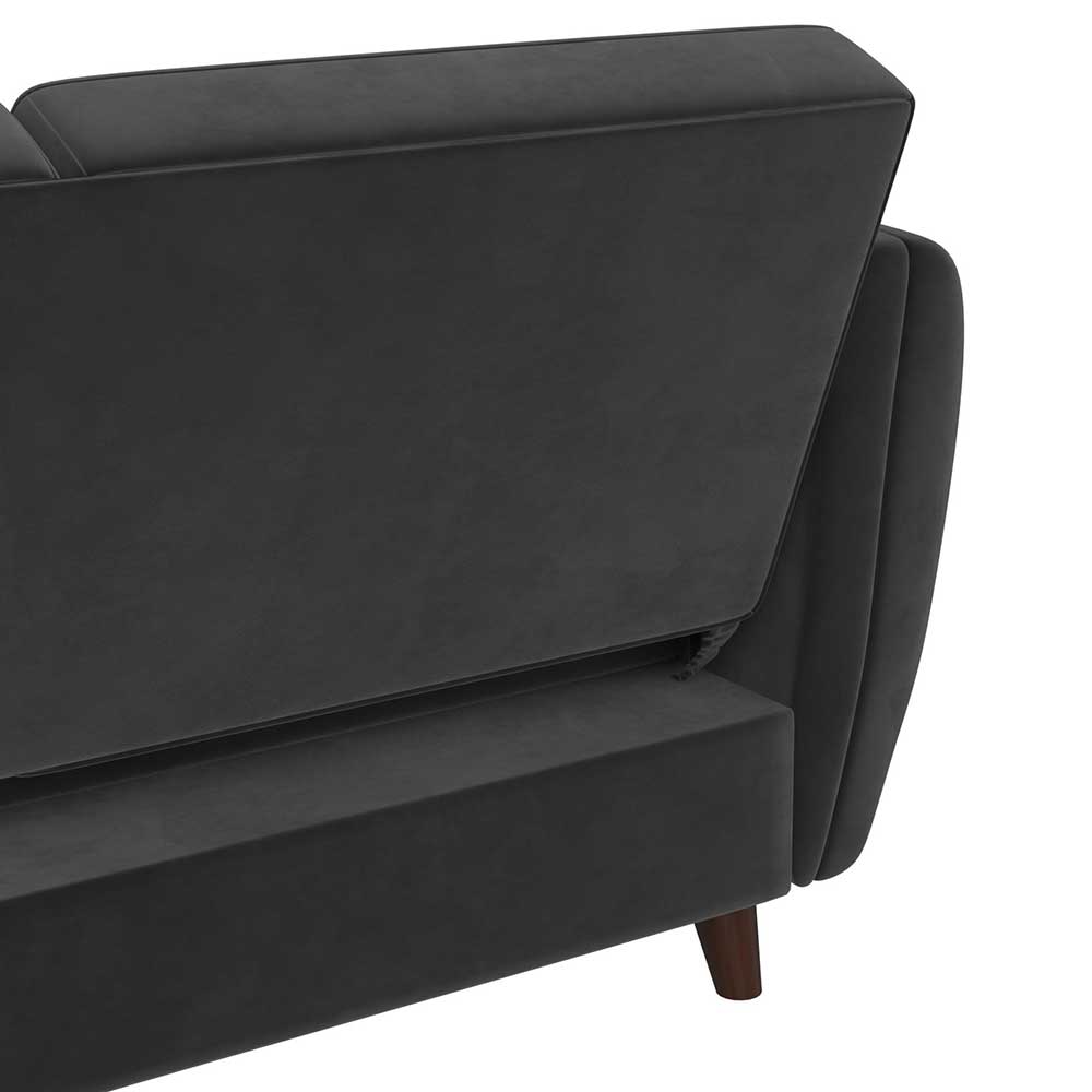 Samt-Ecksofa mit Bettfunktion in Grau - Sinata