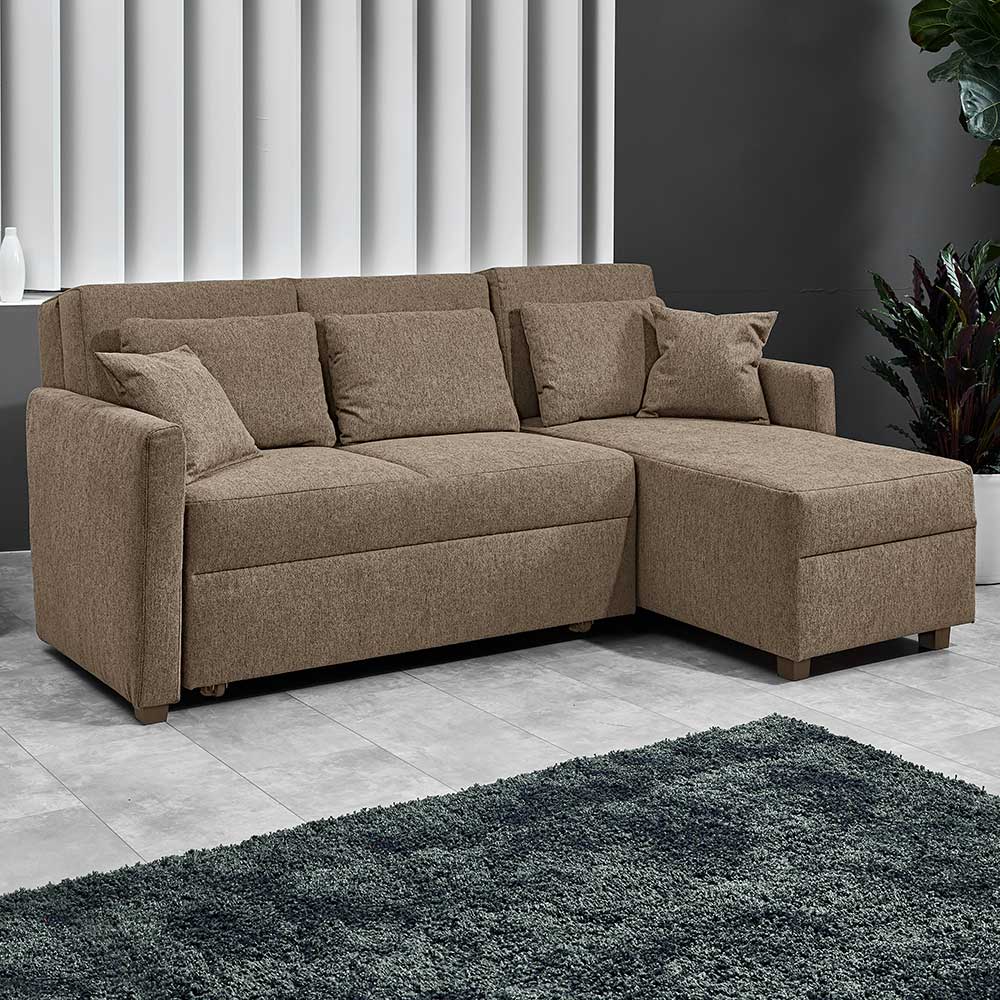 Ecksofa mit Schlaffunktion in Taupe - Movito