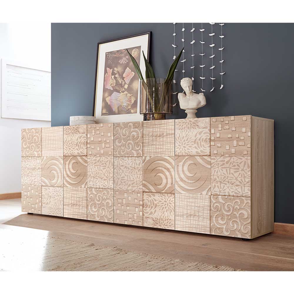 241 cm langes Sideboard in Eiche Sonoma Dekor - Bielvas