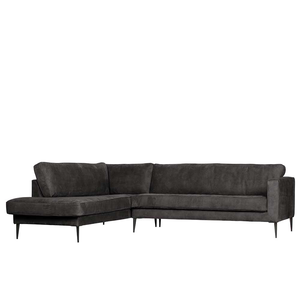 275 cm breite L-Couch in dunklem Grau - Lucelo