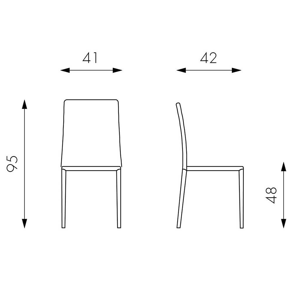 Stapelbarer Hochlehner in Grau Anca Kunstleder (4er Set)