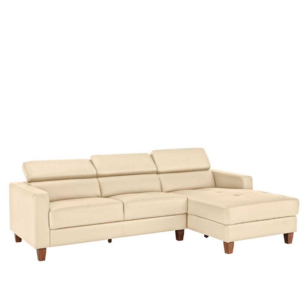 Elegante Leder Eckcouch in Creme - Seyera