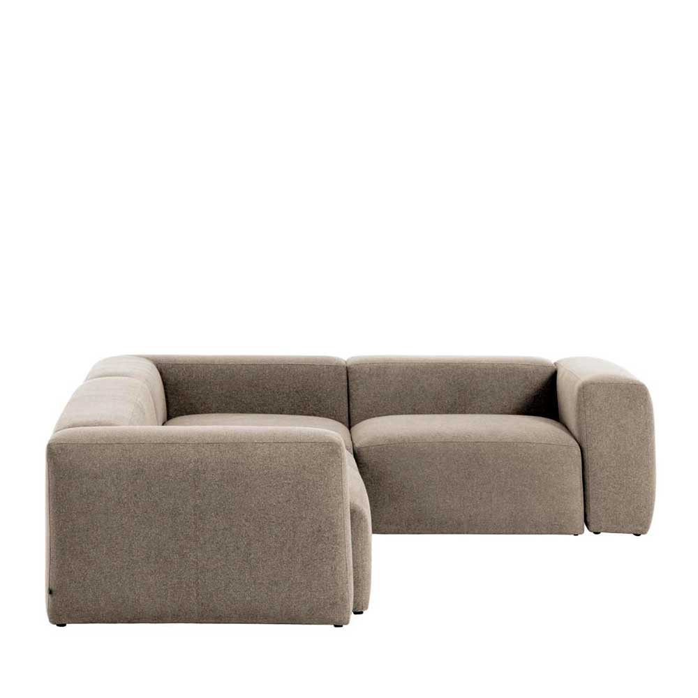 Ecksofa mit Armlehnen in Beige Chenille - Ursela