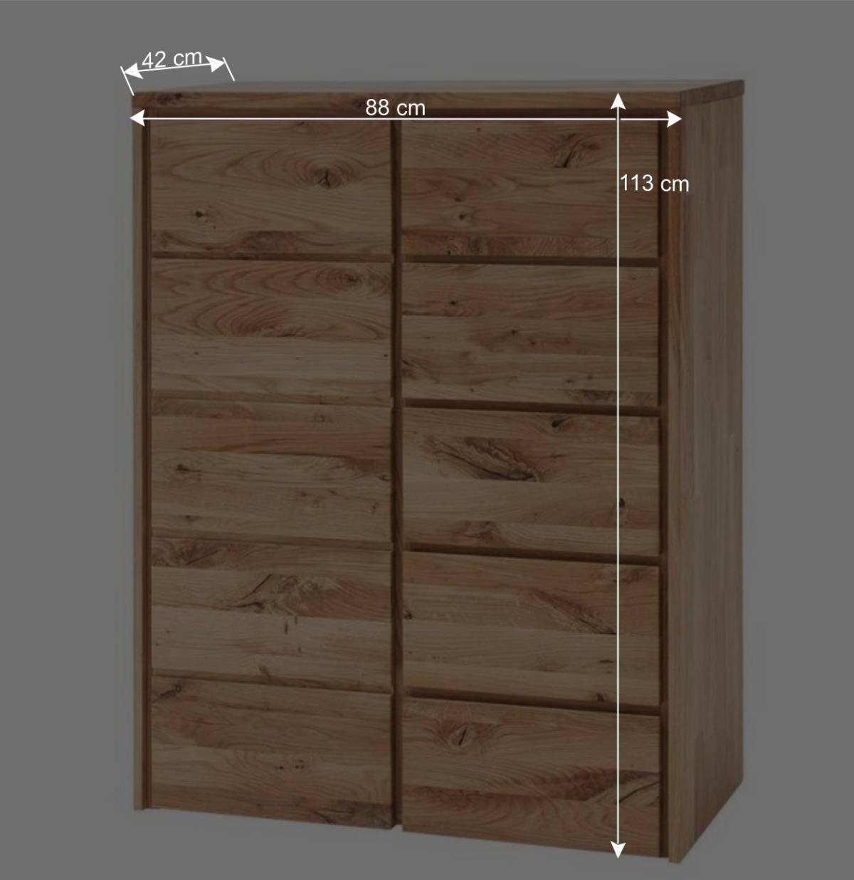 113cm hohe Holzkommode mit 5 Schubladen - Mascadona