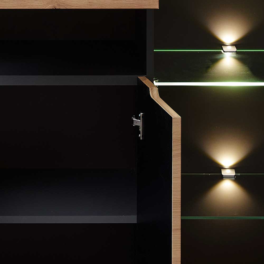 Highboard mit Glas & LED Licht - Kuetra