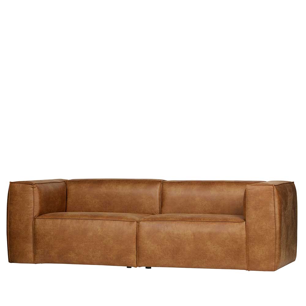 Recyclingleder 4-Sitzer Sofa in Cognac Braun - Miloris