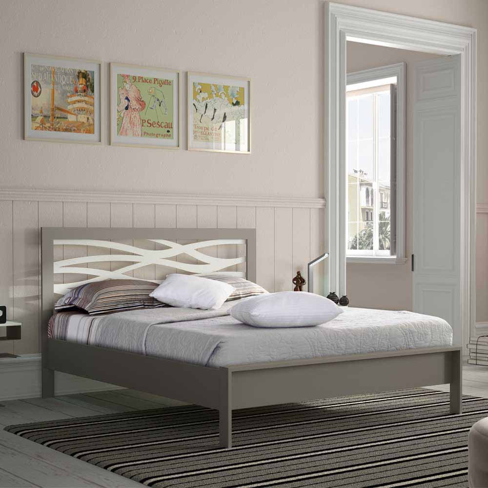 Design Metallbett Tuloca in Grau Weiß