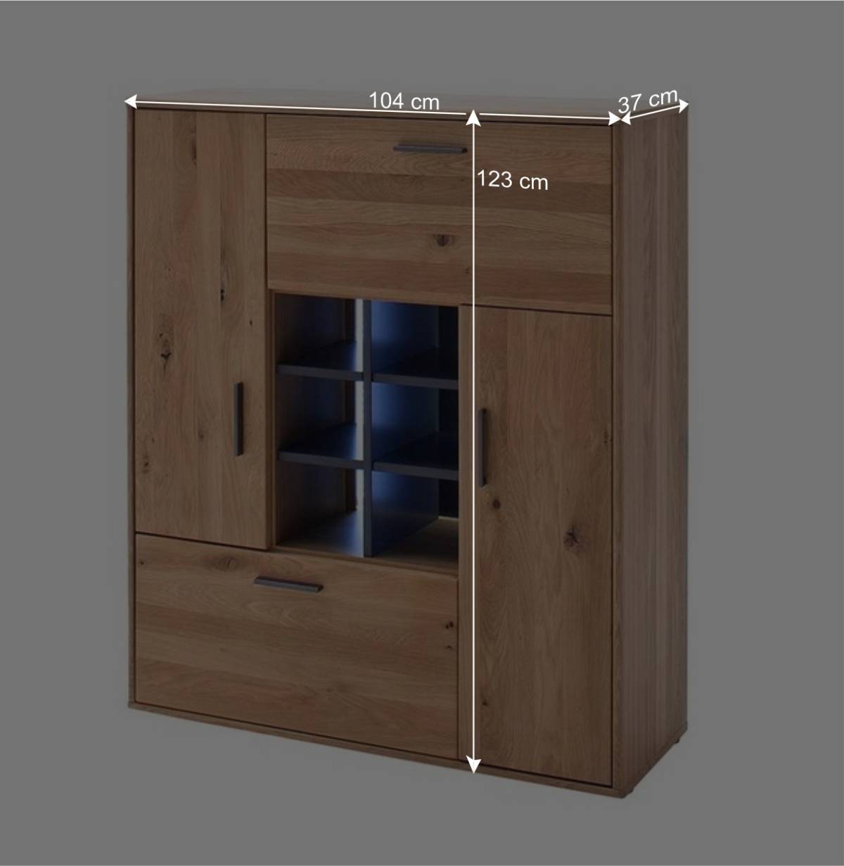 104x123x37 Design Highboard aus Holz & MDF - Assela