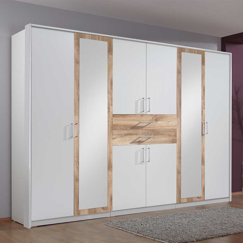 270 cm Schlafzimmer Drehtürenschrank in Weiß - Rienas