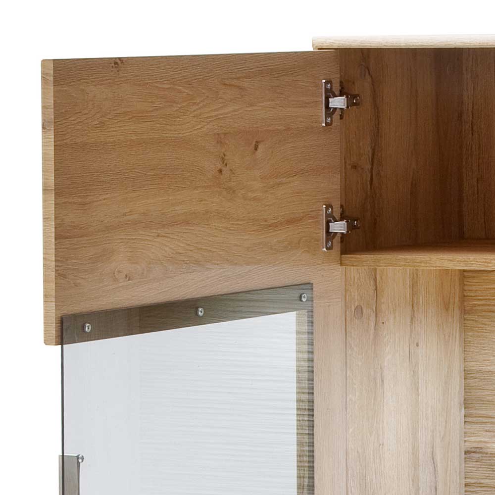 154x139x39 Schrank mit Glaseinsätzen in Wildeiche - Iniena