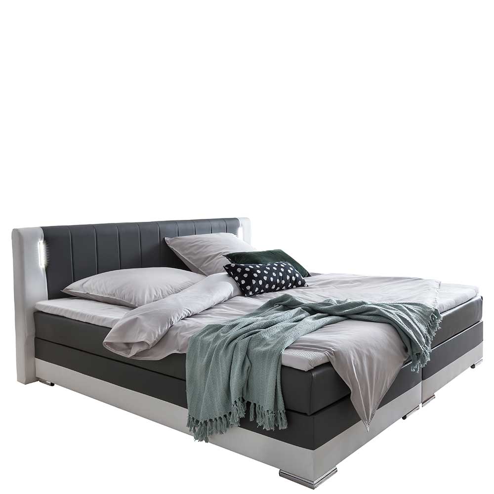 Modernes Bett mit Boxspring & LED Kopfteil - Zurana