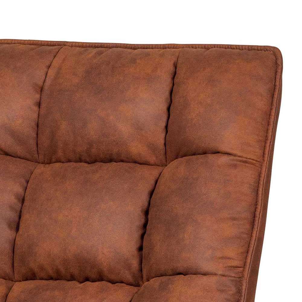 Retro Lounge Sessel in Cognac Braun Kunstleder - Brandos