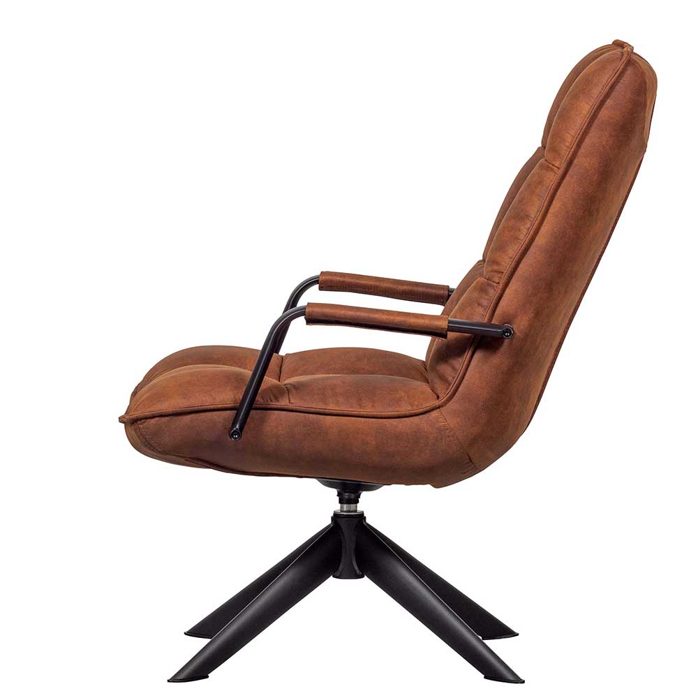 Retro Lounge Sessel in Cognac Braun Kunstleder - Brandos