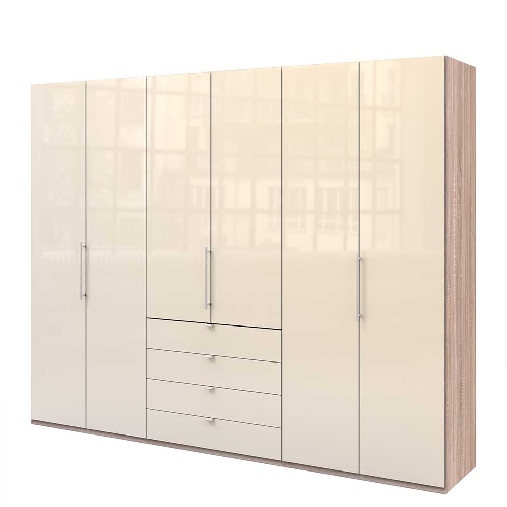 Gleittüren Kleiderschrank in Creme Glasfront - Rativian