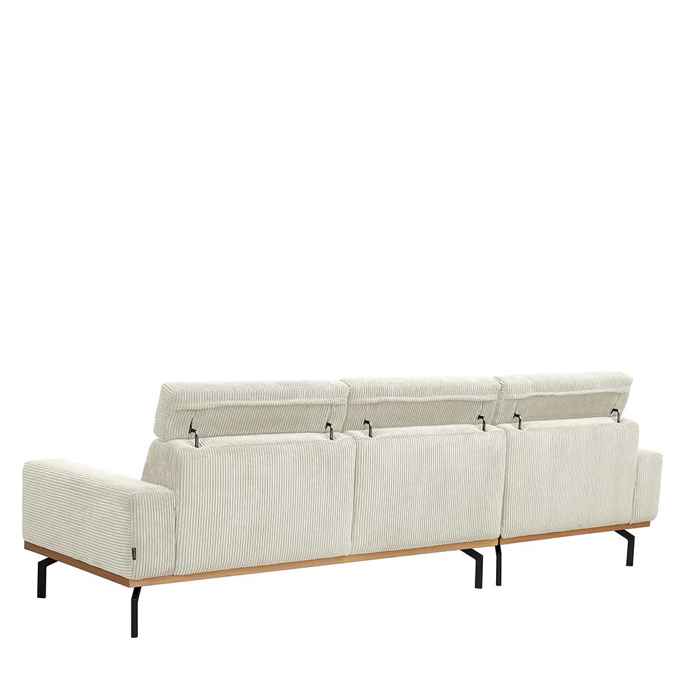 Modernes Ecksofa in Creme Cordbezug - Caldizza