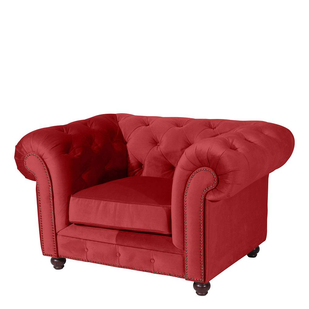 Chesterfield Sessel in Ziegel Rot - Telik