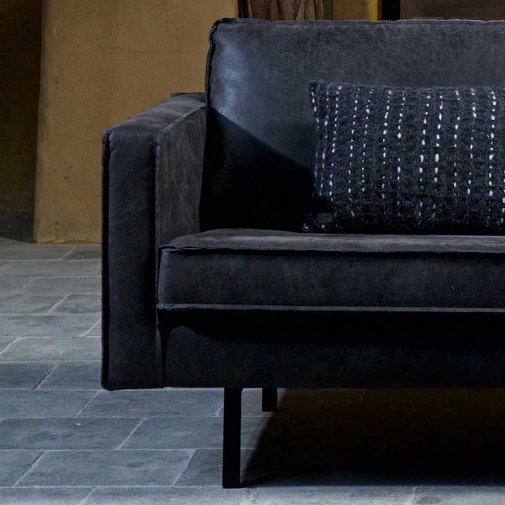 300x85x155 Retro Eckcouch in Schwarz - Avonita