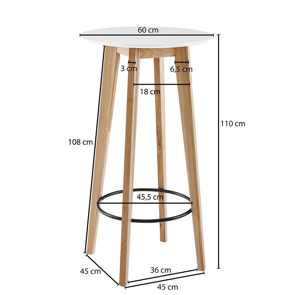 60x110x60 Stehtisch im Skandi Design - Duno