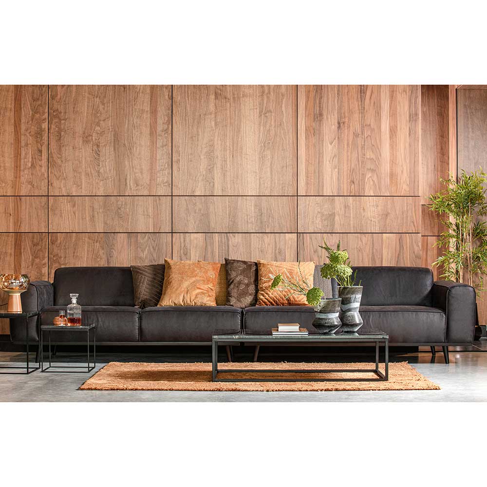 Schwarzes Kunstwildleder Sofa in 280cm oder 372cm Breite - Rojocaba