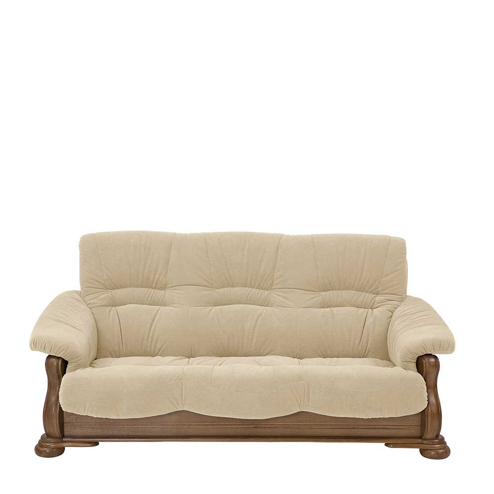 Flockstoff Sofa mit Federkern in Beige - Sarnano