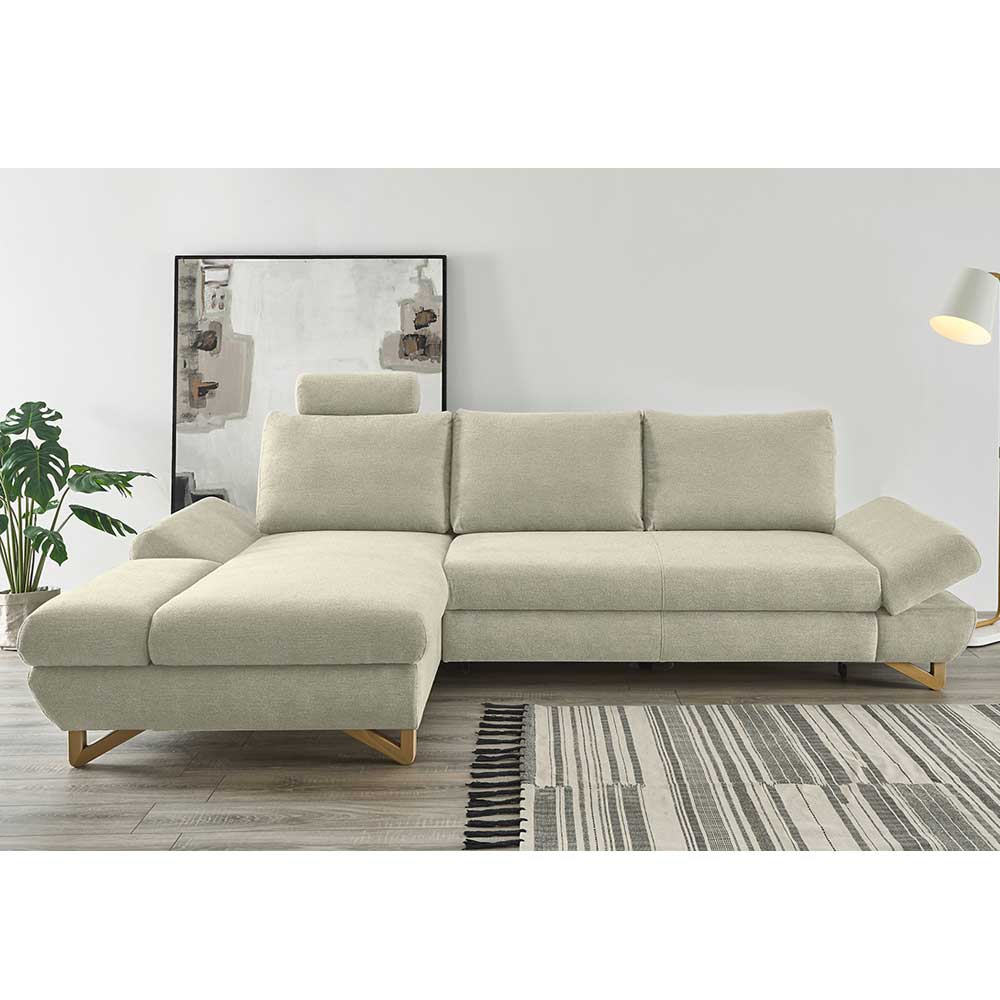 Strukturstoff Ecksofa in Beige - Baonga