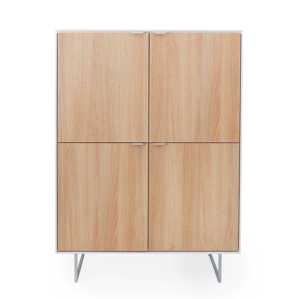 Wohnzimmer Highboard in Eiche & Weiß - Lysdanu