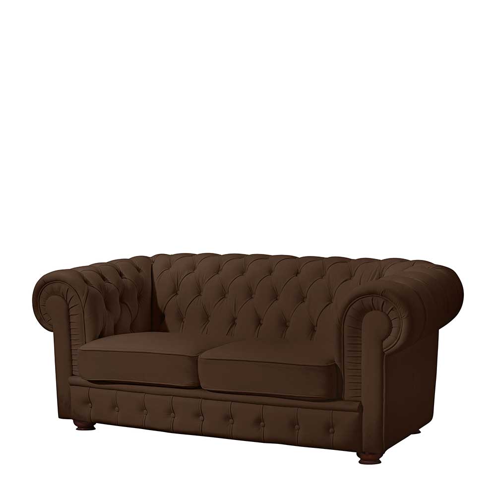 Chesterfield Kunstledercouch in Braun - Cementa